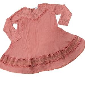 NWOT FP One Lace Trim Boho Tunic Mini Dress Cotton Size Medium